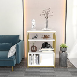 Hanah Home Estantería Blanco y Dorado